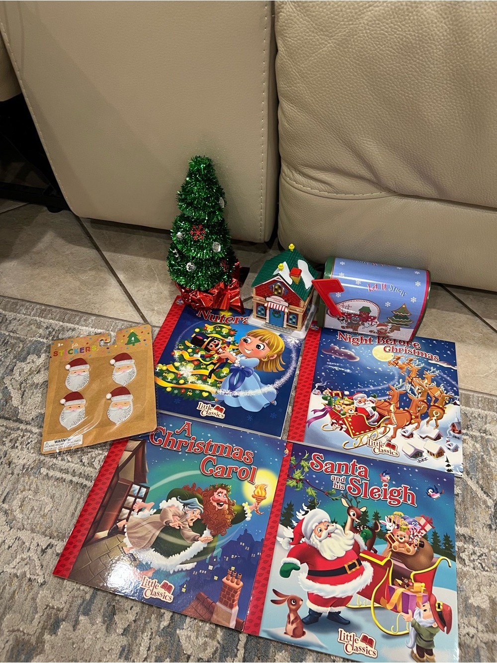 Holiday Mini Christmas Tree and Kids Book Set - Green